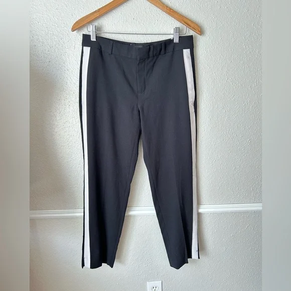 Banana Republic Avery Striped Tuxedo Pants Black White SZ 4 - Picture 2 of 10